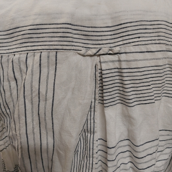 John Mark Contrast striped long sleeve button up blouse 100% linen button cuff M - Picture 11 of 16